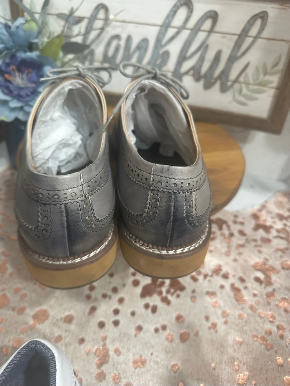 NWOT Men's Wingtip Derby Oxfords in Silver-Gray